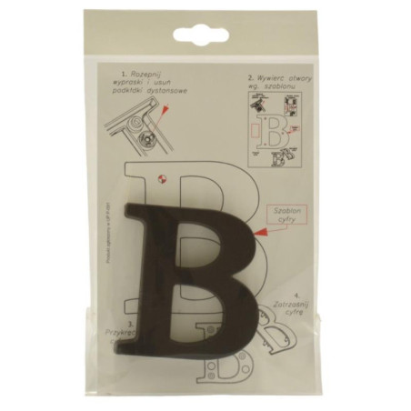 Litera "B" 10cm brązowa tworzywo